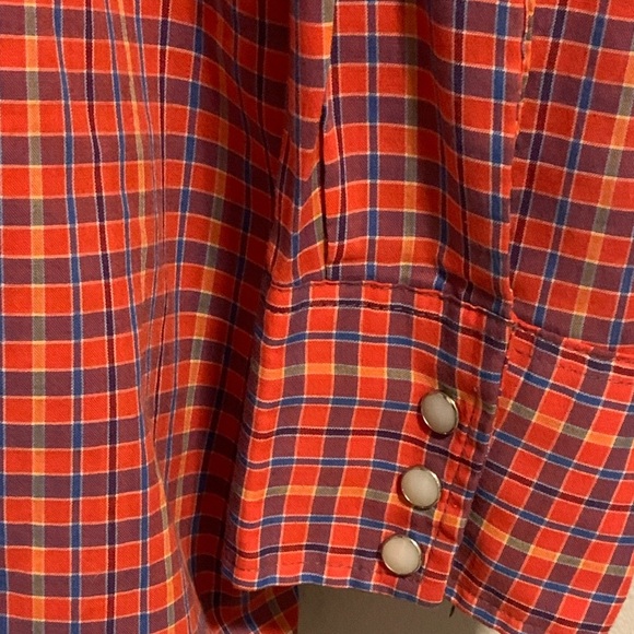 DeeCee Rangers XL Western Shirt Pearl Snaps Red 17 17 1/2 Long Sleeve USA - Picture 5 of 8